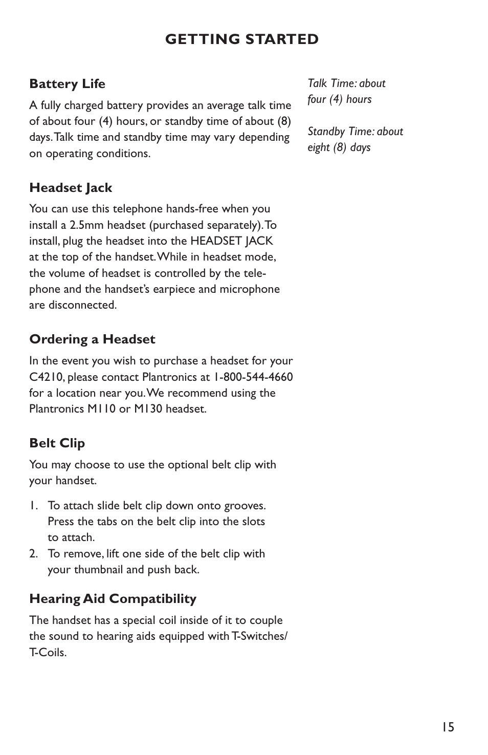 Clarity C4210 User Manual | Page 15 / 152