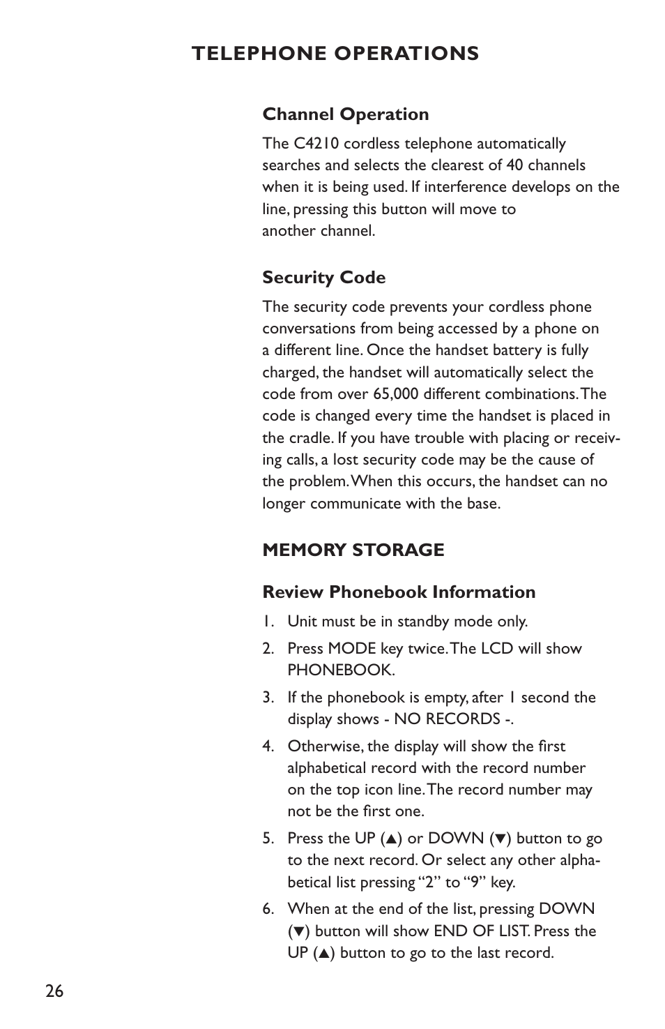Telephone operations | Clarity C4210 User Manual | Page 26 / 152