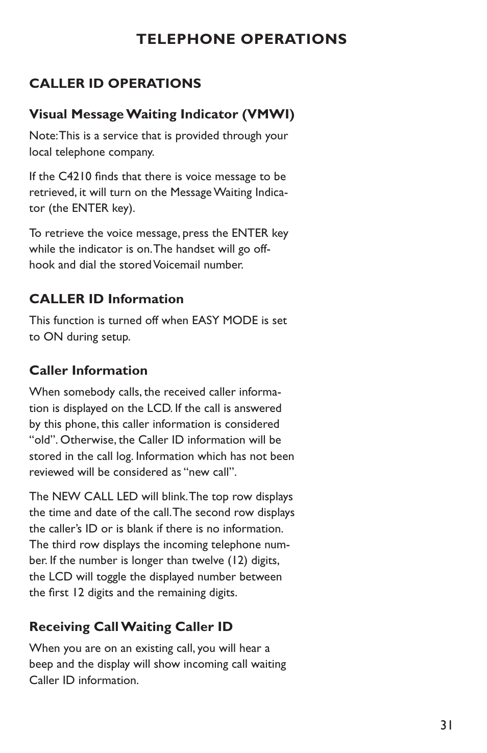Clarity C4210 User Manual | Page 31 / 152