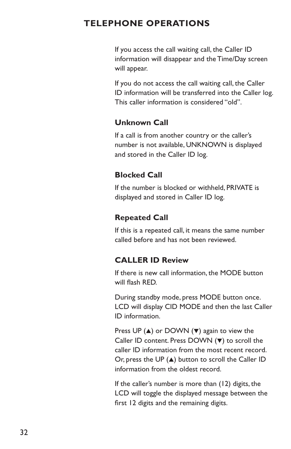 Telephone operations | Clarity C4210 User Manual | Page 32 / 152