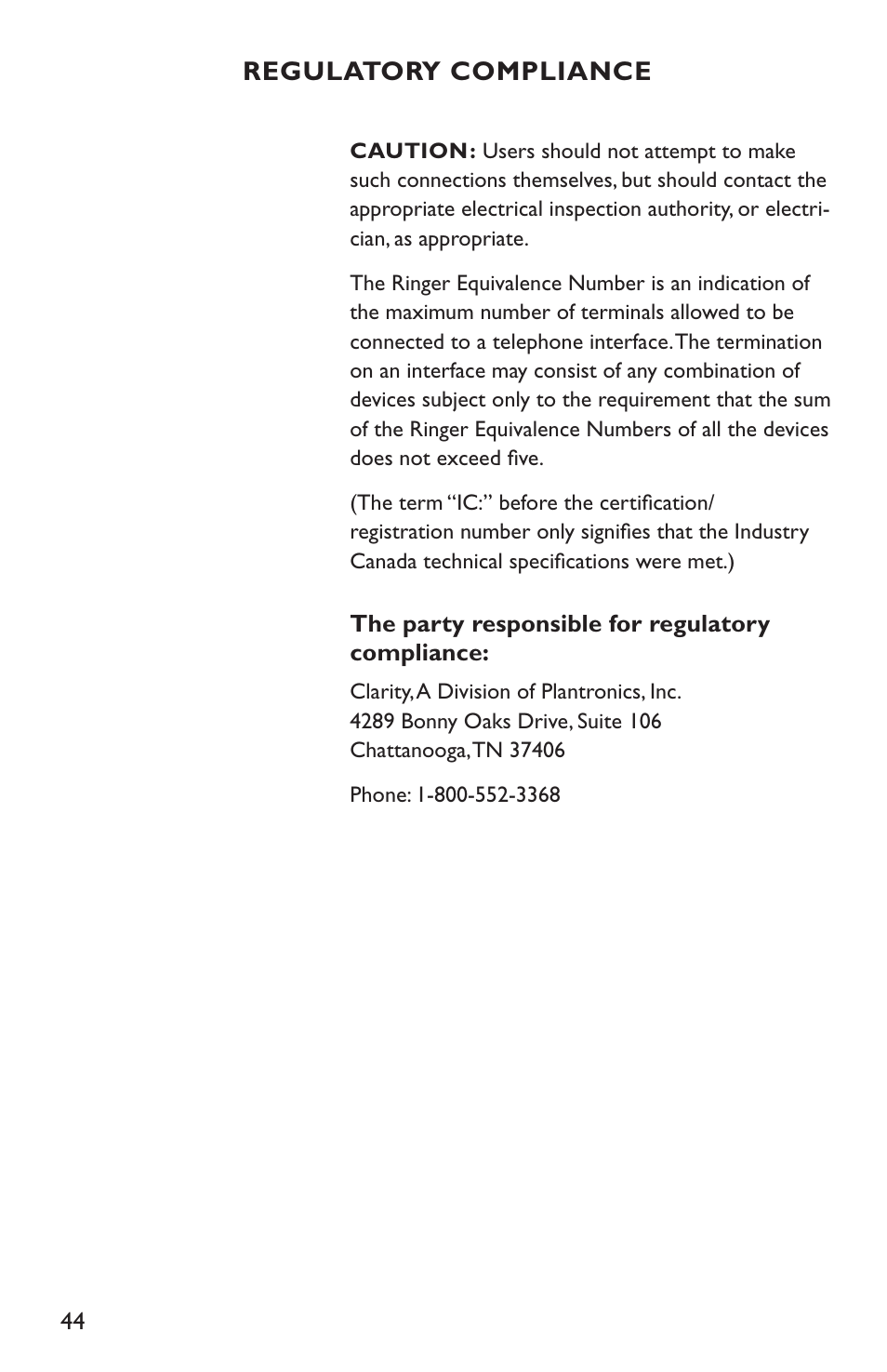 Clarity C4210 User Manual | Page 44 / 152