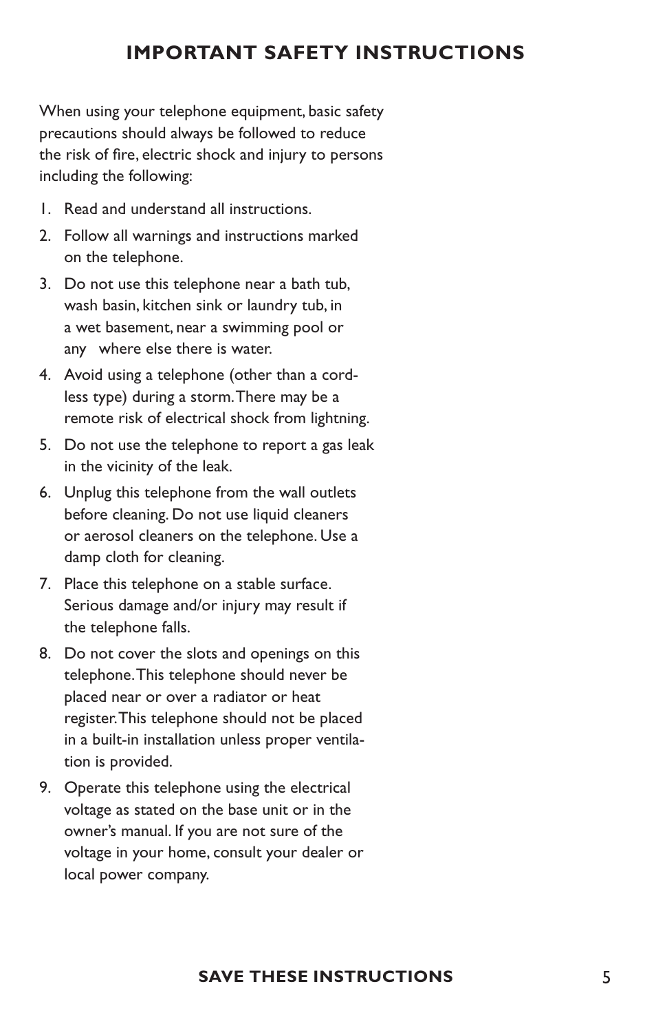 Important safety instructions | Clarity C4210 User Manual | Page 5 / 152