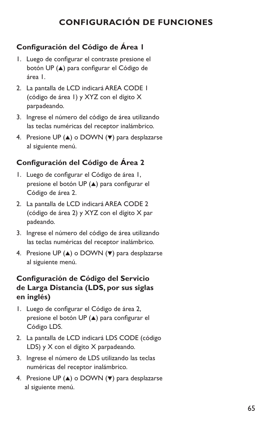 Configuración de funciones | Clarity C4210 User Manual | Page 65 / 152