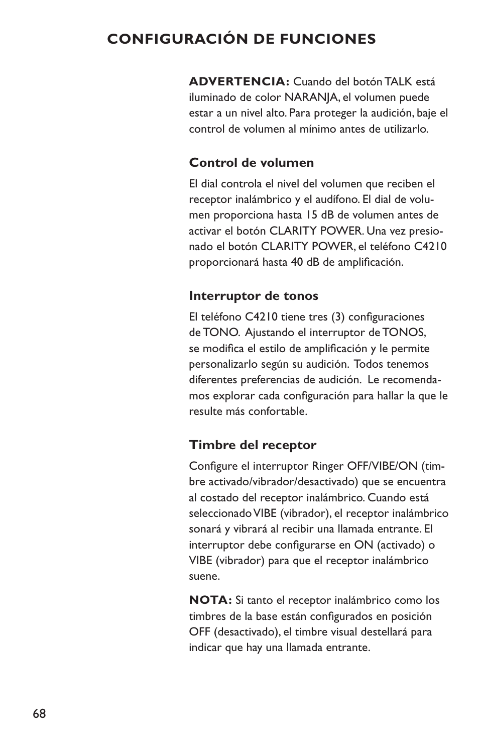 Clarity C4210 User Manual | Page 68 / 152