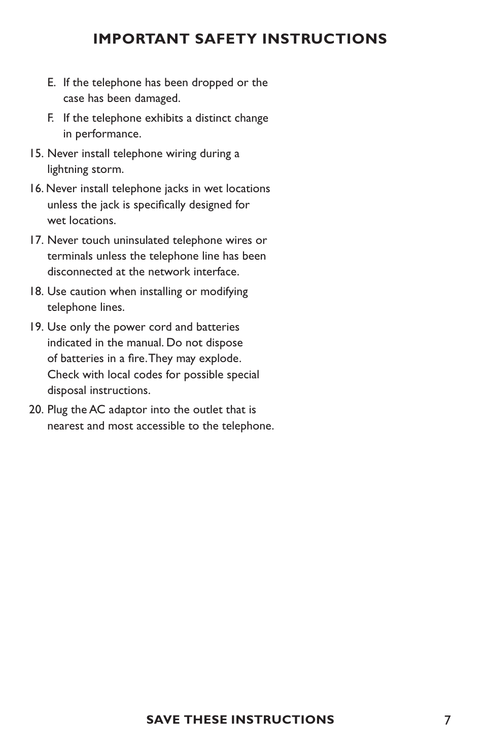 Important safety instructions | Clarity C4210 User Manual | Page 7 / 152
