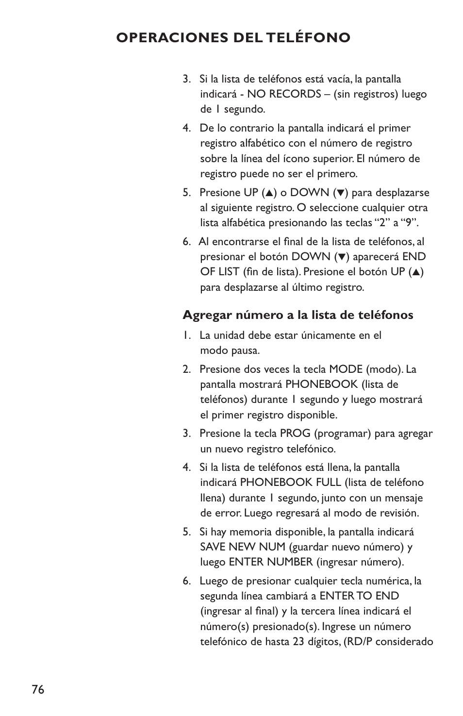 Operaciones del teléfono | Clarity C4210 User Manual | Page 76 / 152