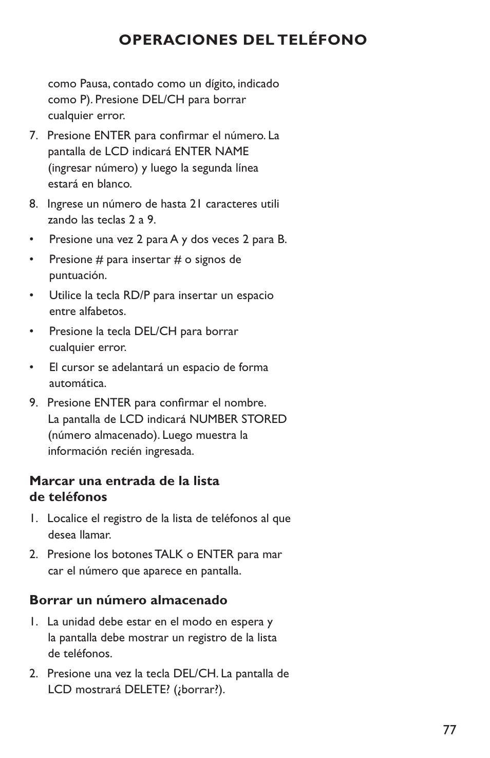 Operaciones del teléfono | Clarity C4210 User Manual | Page 77 / 152