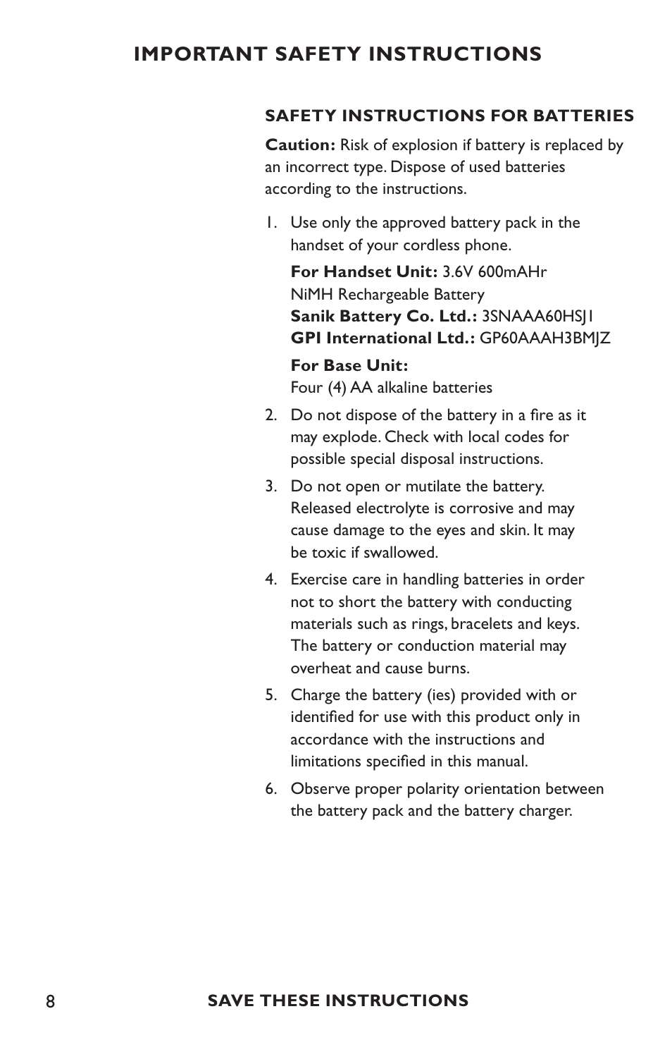 Important safety instructions | Clarity C4210 User Manual | Page 8 / 152