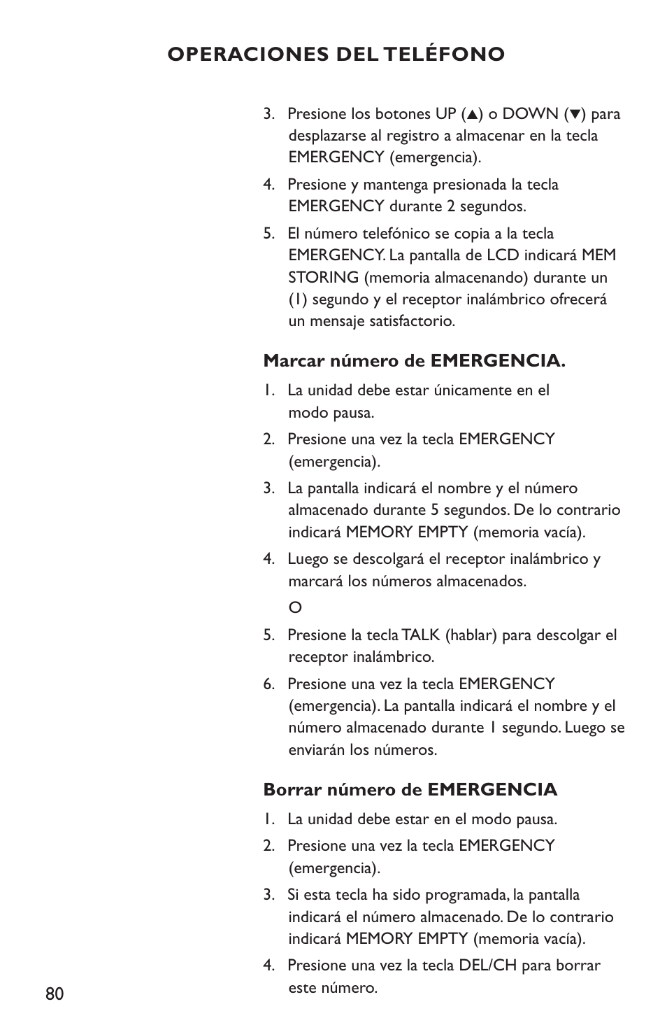 Operaciones del teléfono | Clarity C4210 User Manual | Page 80 / 152