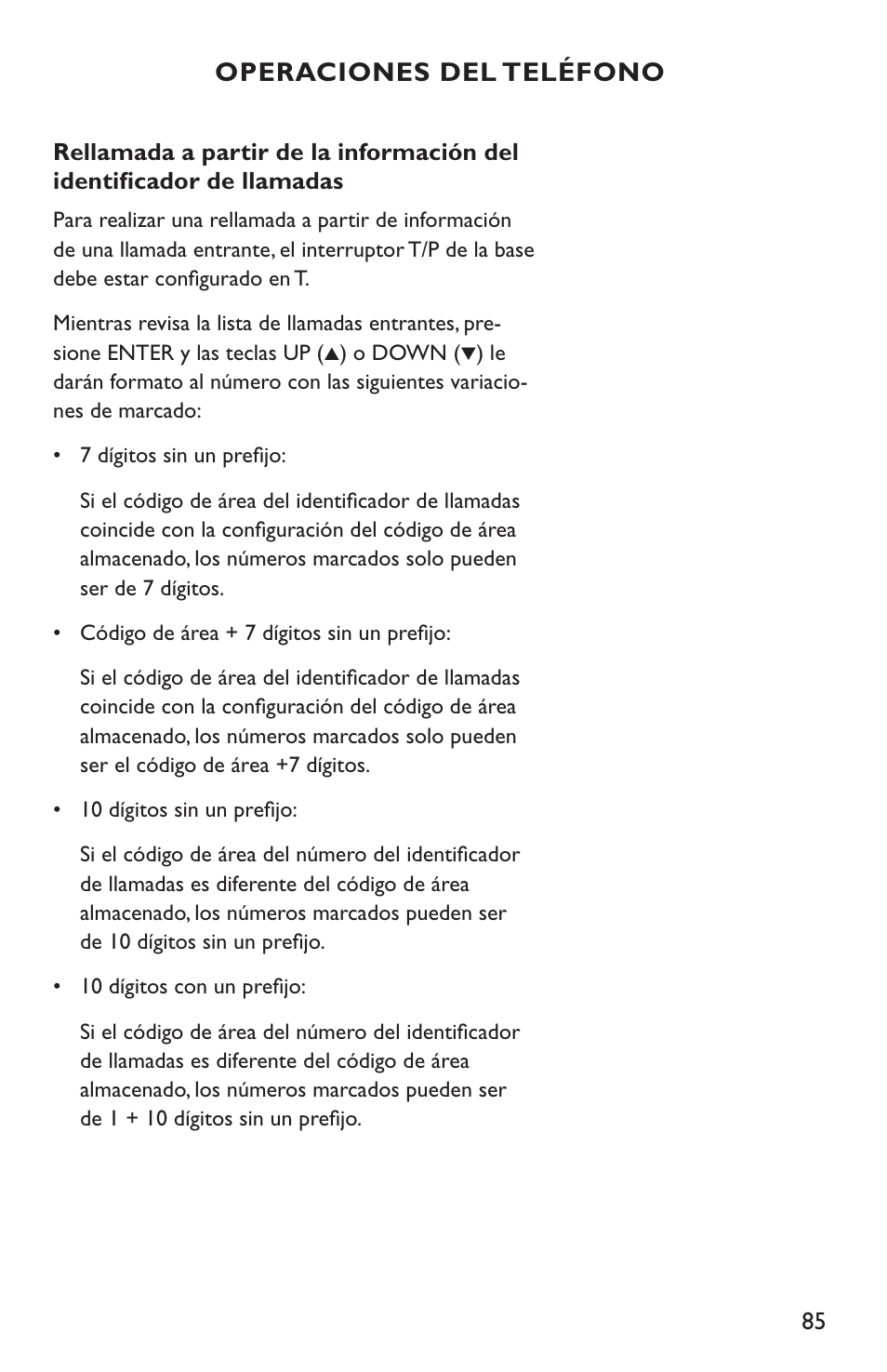Operaciones del teléfono | Clarity C4210 User Manual | Page 85 / 152