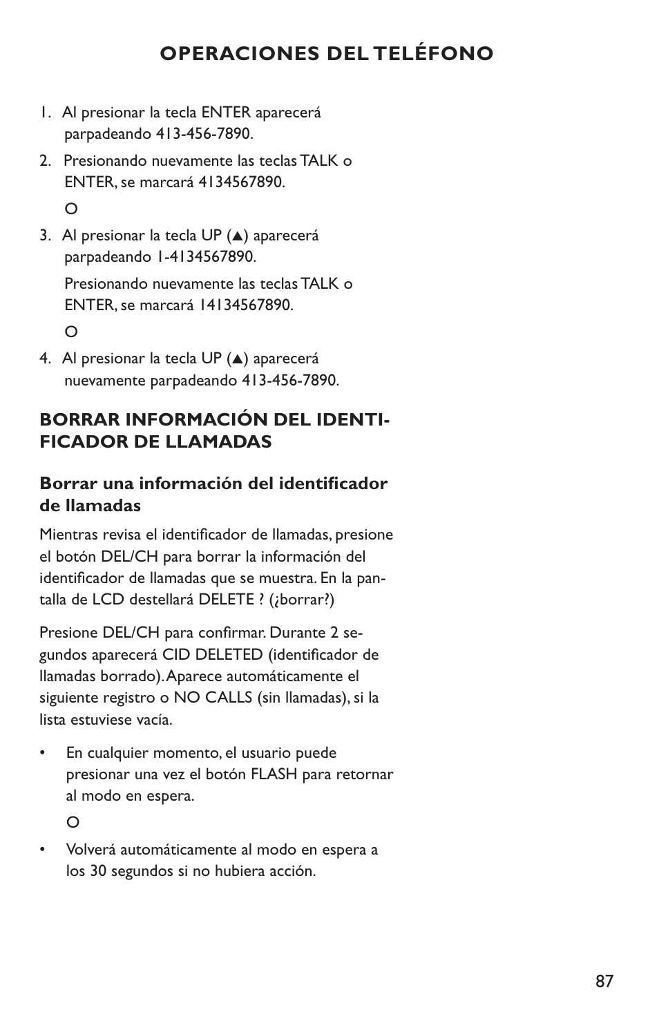 Operaciones del teléfono | Clarity C4210 User Manual | Page 87 / 152
