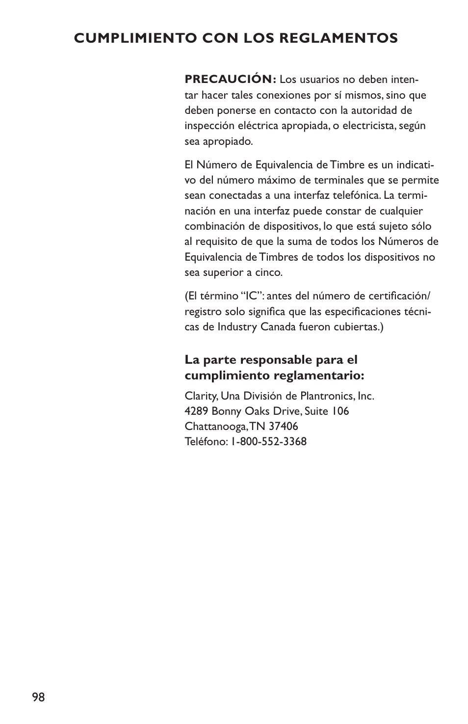 Clarity C4210 User Manual | Page 98 / 152
