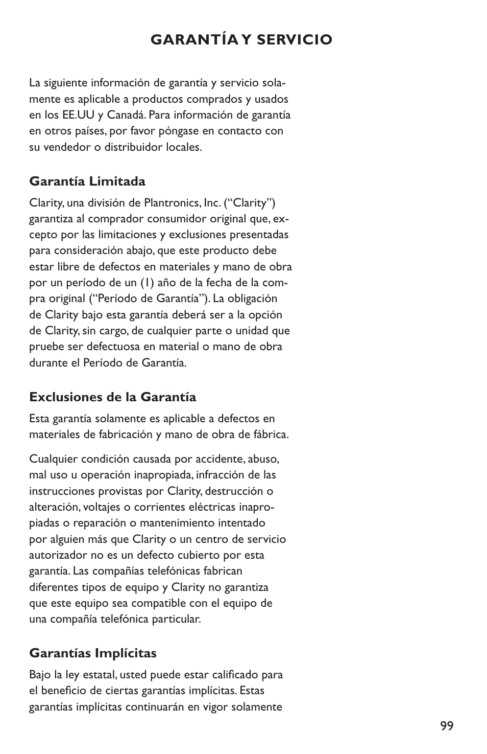 Clarity C4210 User Manual | Page 99 / 152