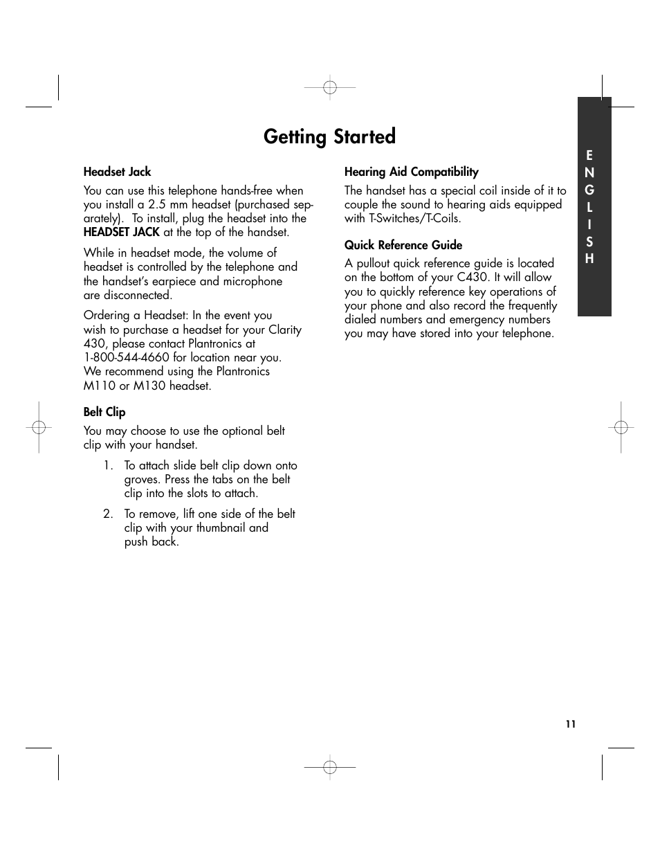 Getting started | Clarity 430 User Manual | Page 11 / 28