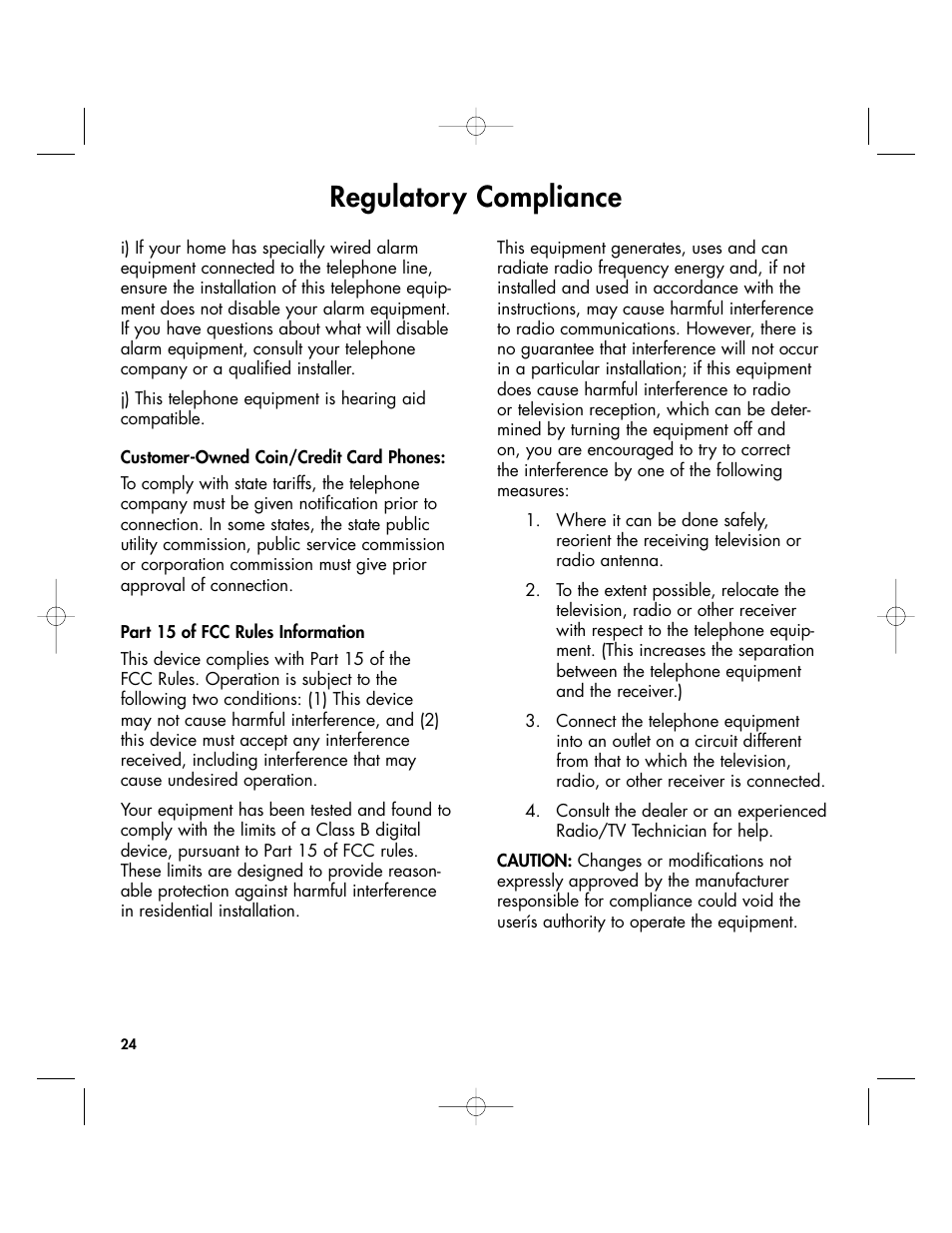 Regulatory compliance | Clarity 430 User Manual | Page 24 / 28