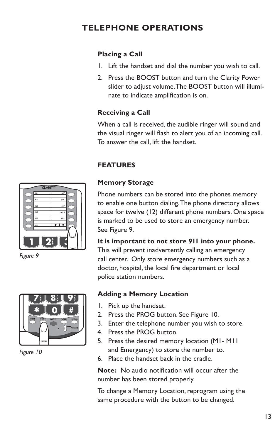 Telephone operations | Clarity Amplified Telephone C35 User Manual | Page 13 / 26