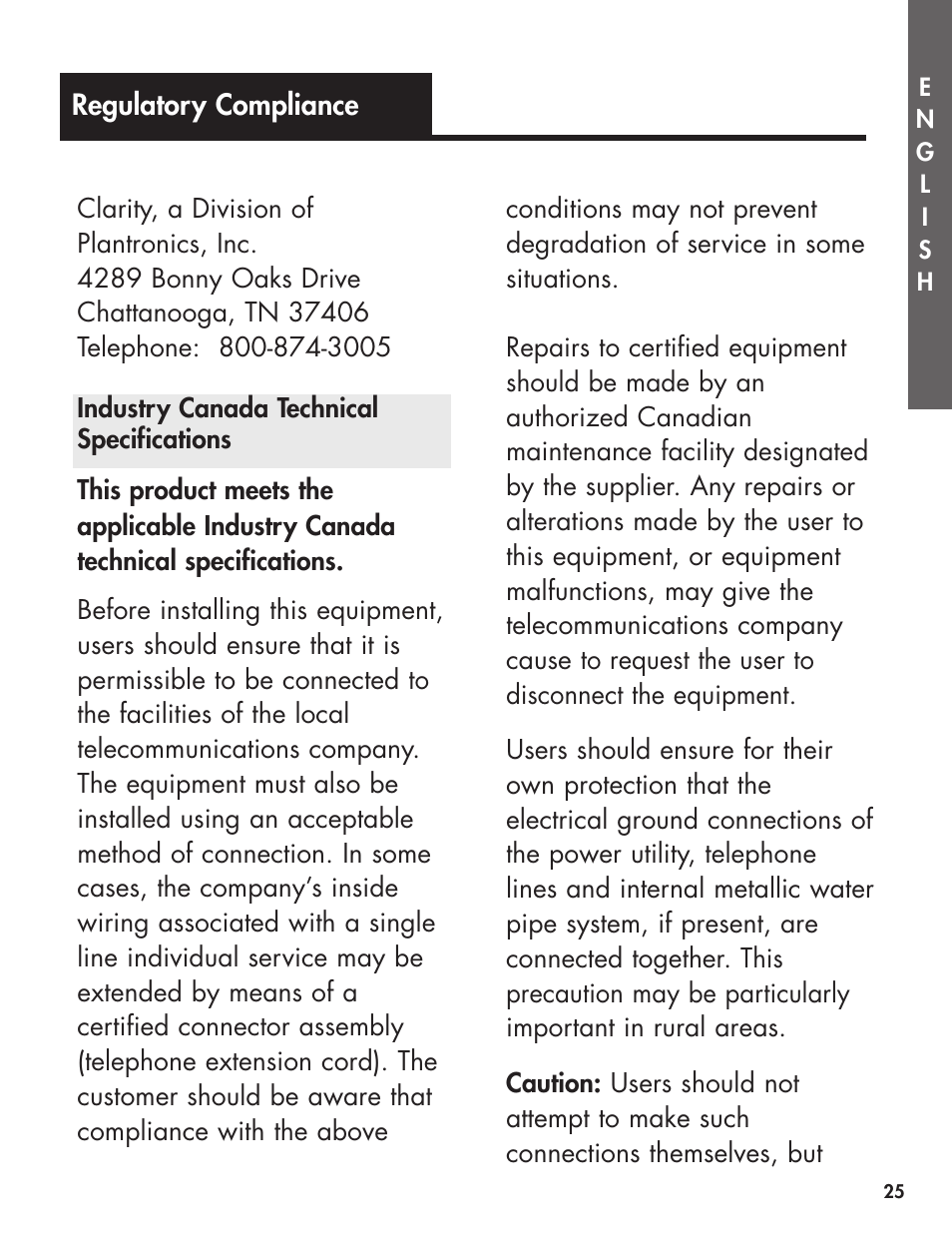 Clarity Telephone User Manual | Page 32 / 38