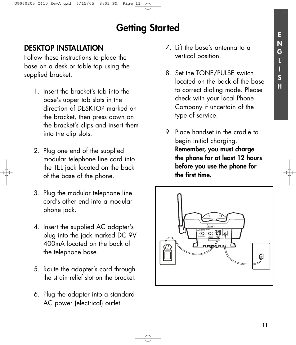 Getting started, Desktop installation | Clarity C410 User Manual | Page 11 / 80