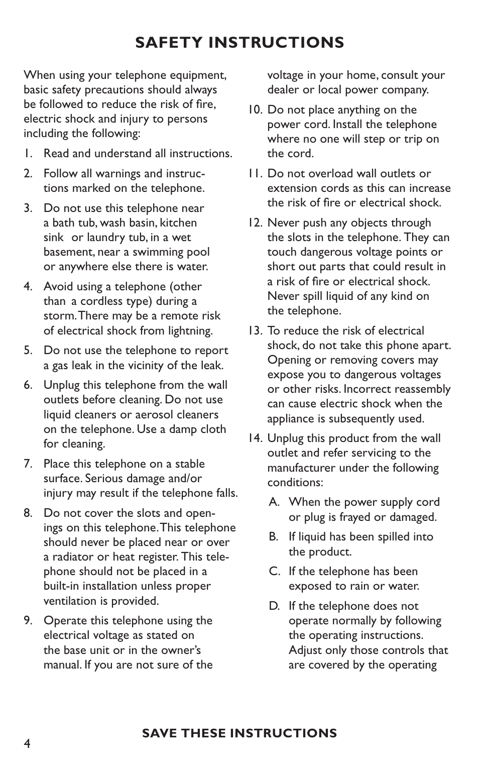 Safety instructions | Clarity C4230HS User Manual | Page 4 / 48