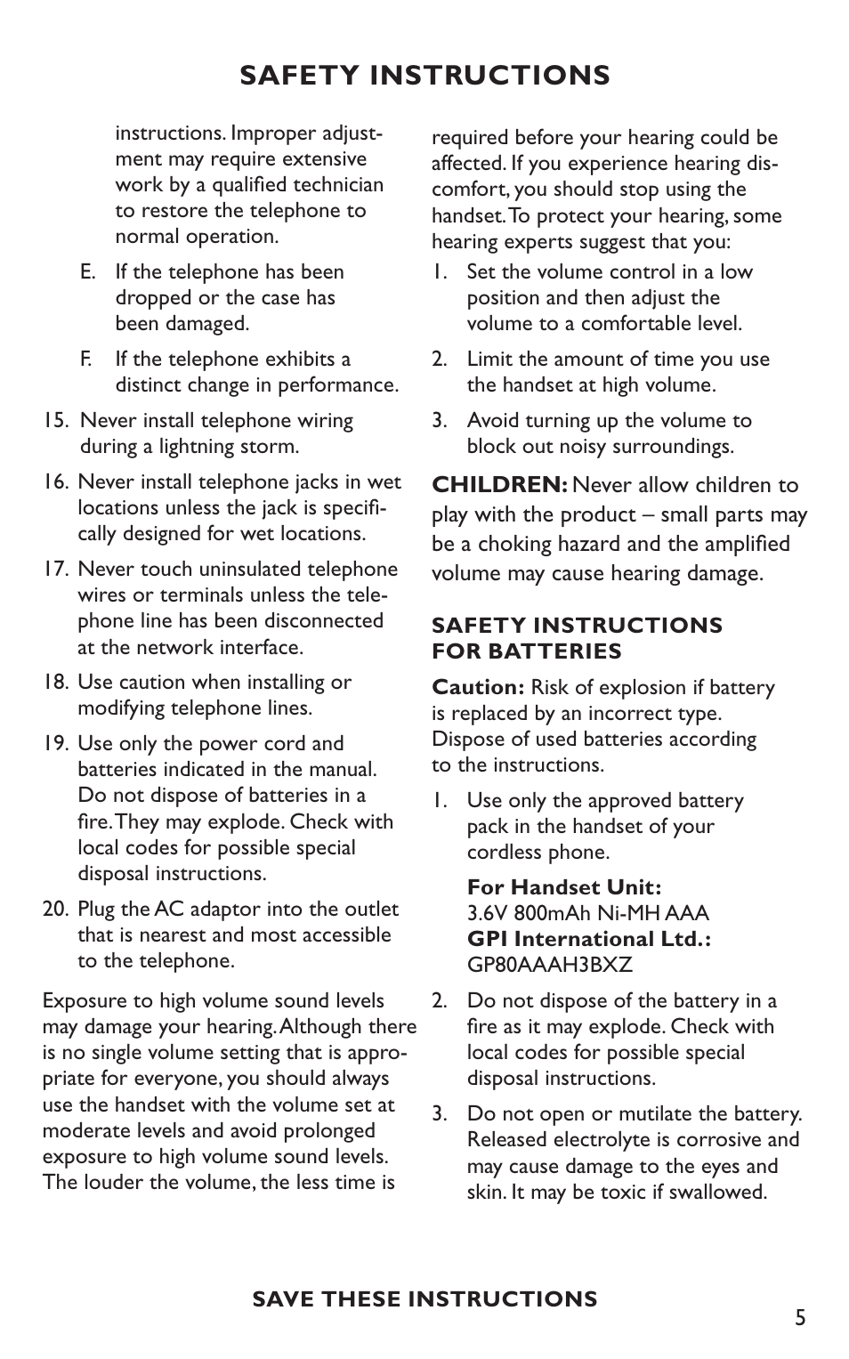 Safety instructions | Clarity C4230HS User Manual | Page 5 / 48