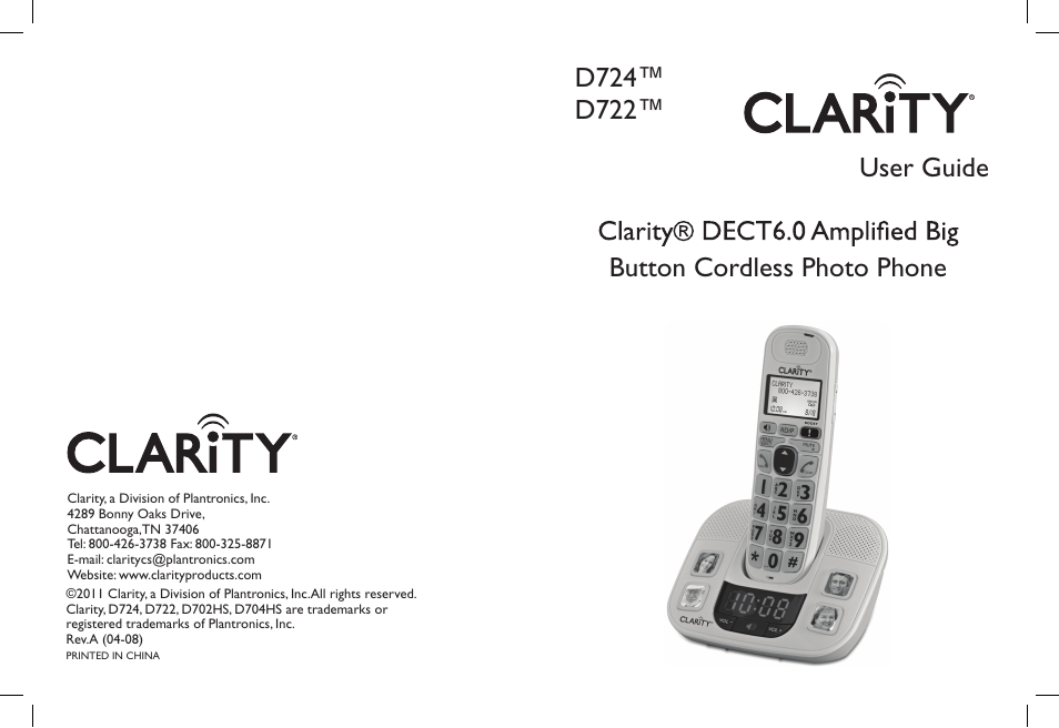 Clarity D722 User Manual | 26 pages