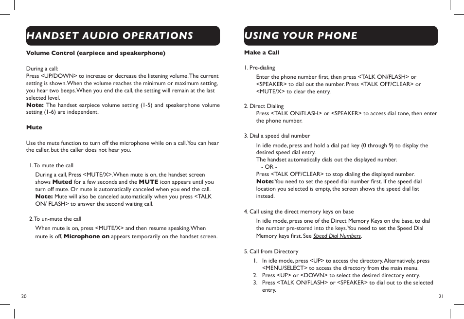 Handset audio operations, Using your phone | Clarity D722 User Manual | Page 12 / 26