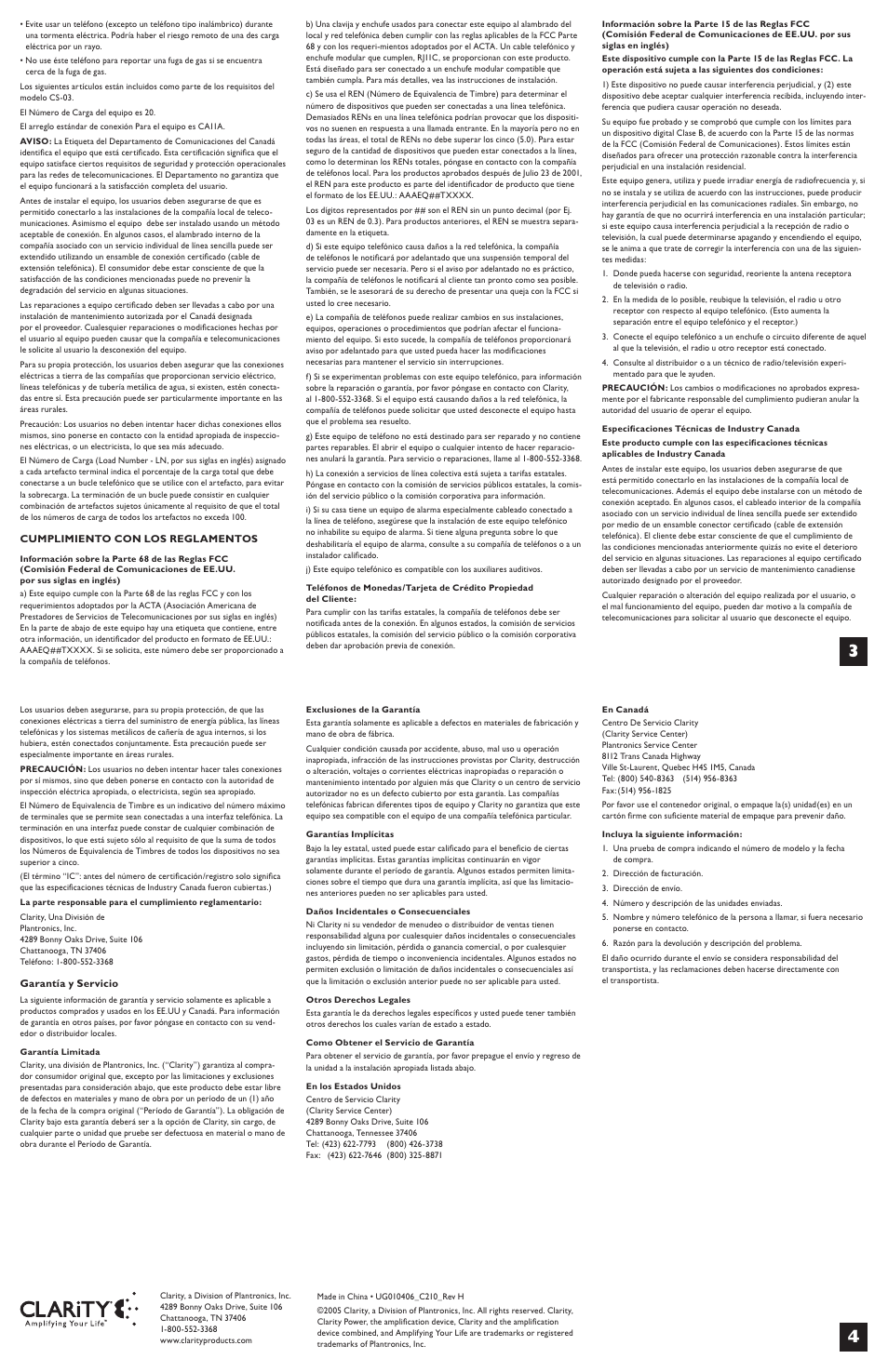 Clarity C210 User Manual | Page 4 / 6