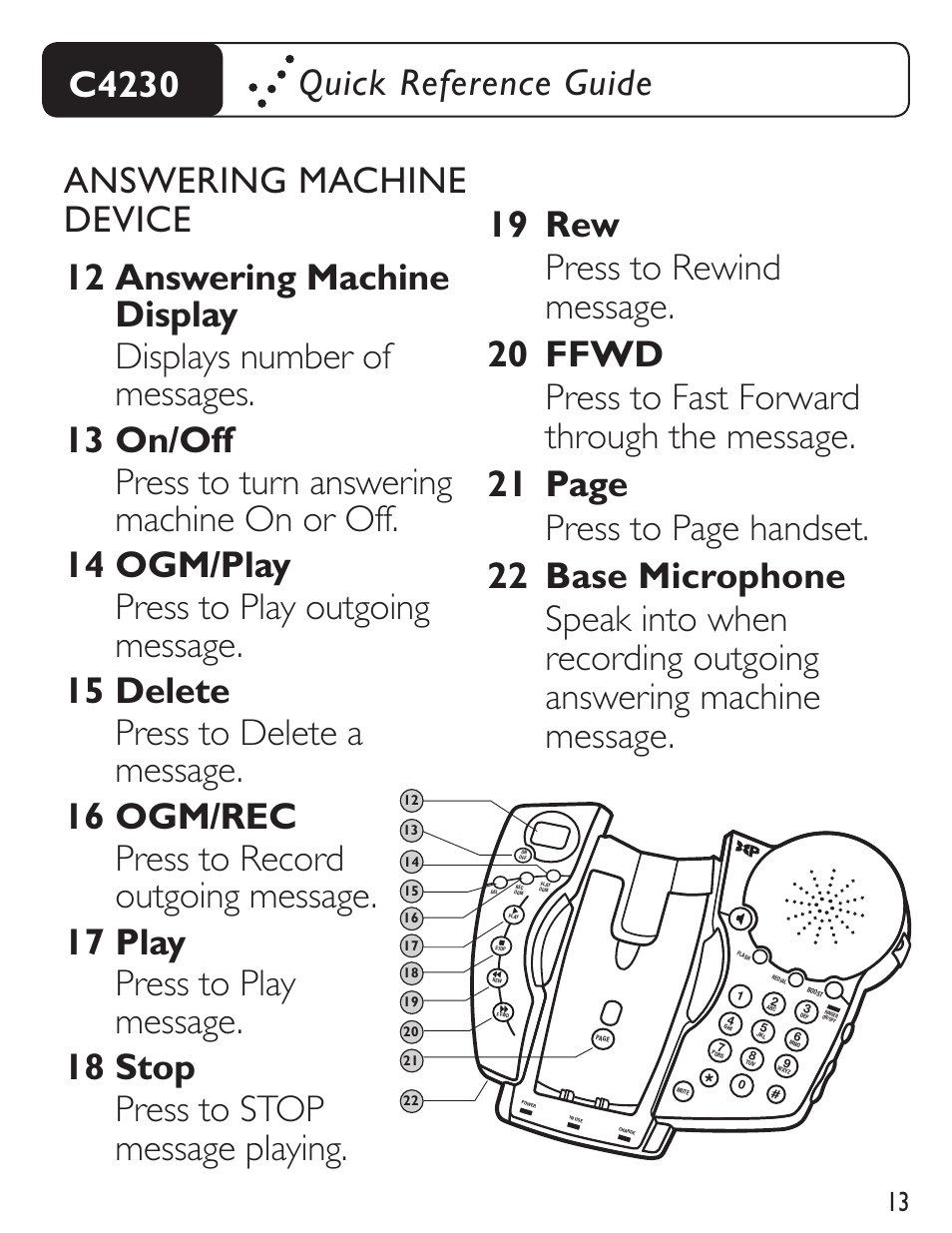 C4230 quick reference guide | Clarity C4230 User Manual | Page 13 / 65