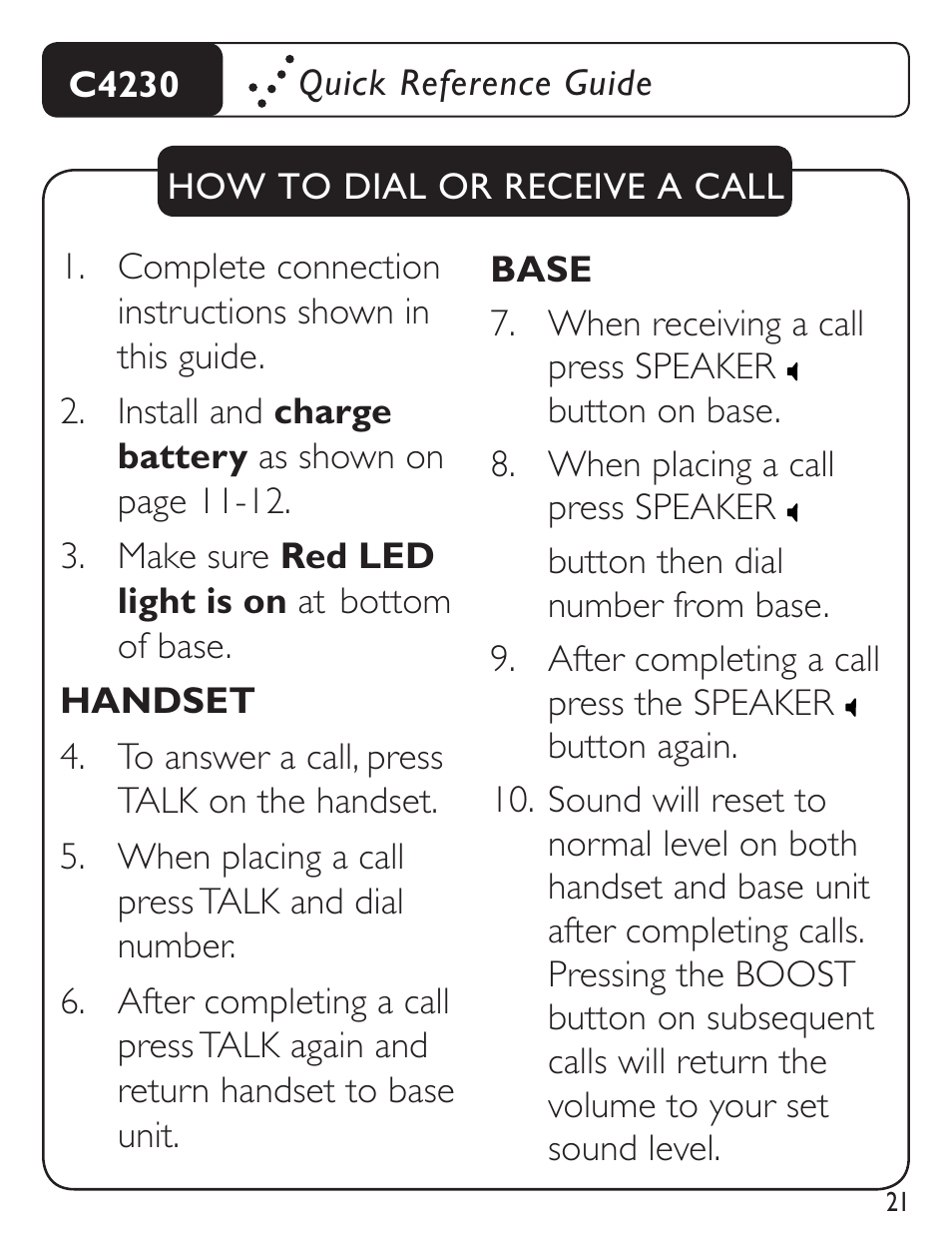 Clarity C4230 User Manual | Page 21 / 65