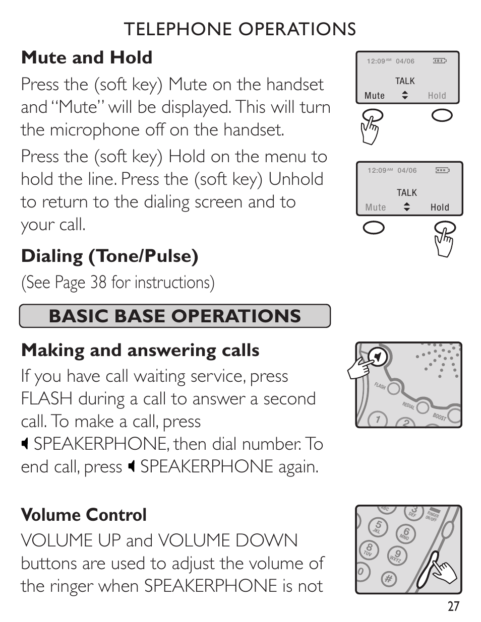 Basic base operations | Clarity C4230 User Manual | Page 27 / 65