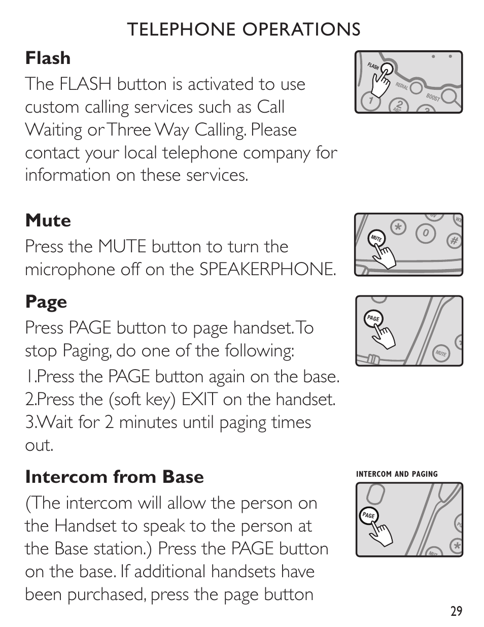 Telephone operations | Clarity C4230 User Manual | Page 29 / 65