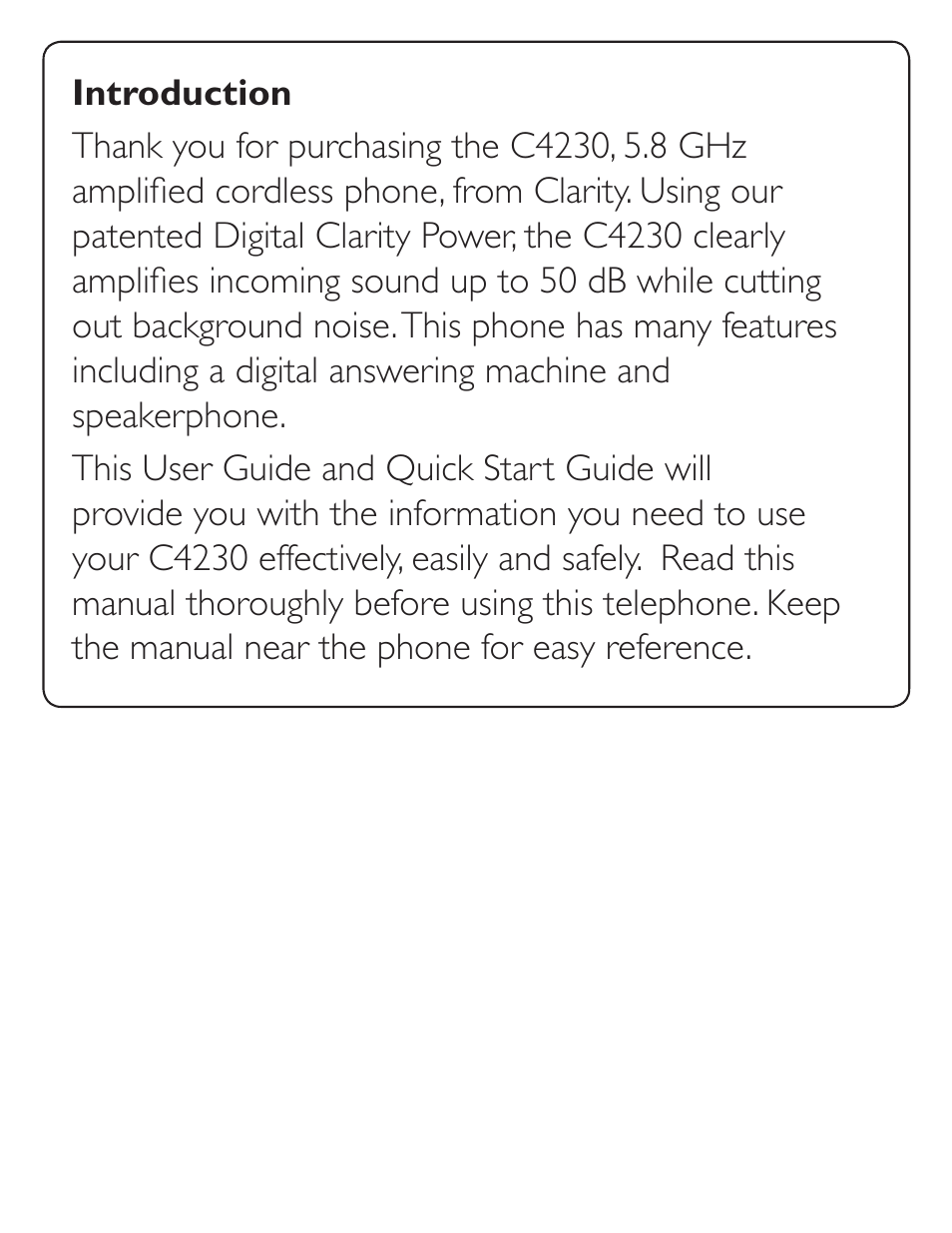 Clarity C4230 User Manual | Page 3 / 65