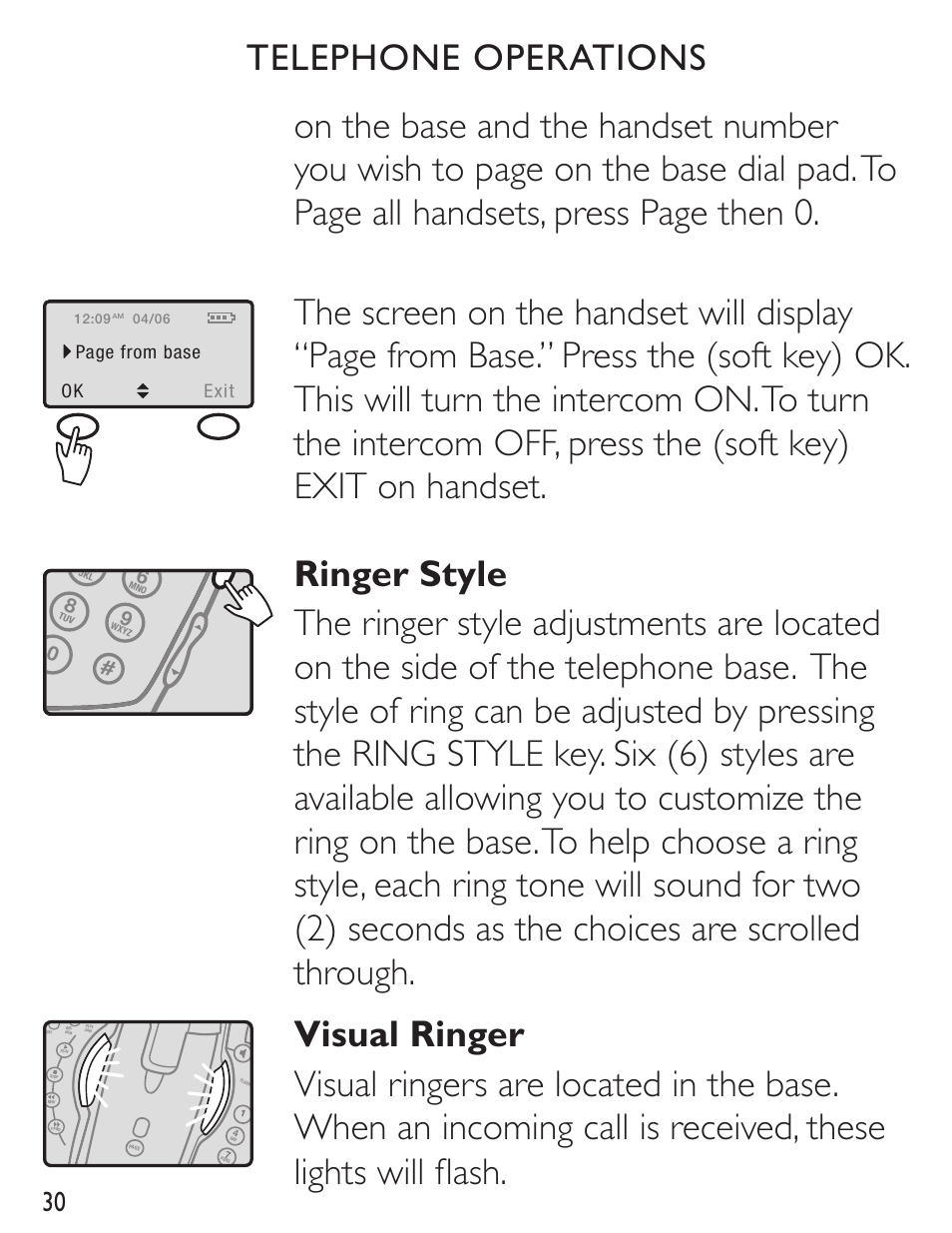 Ok exit page from base | Clarity C4230 User Manual | Page 30 / 65