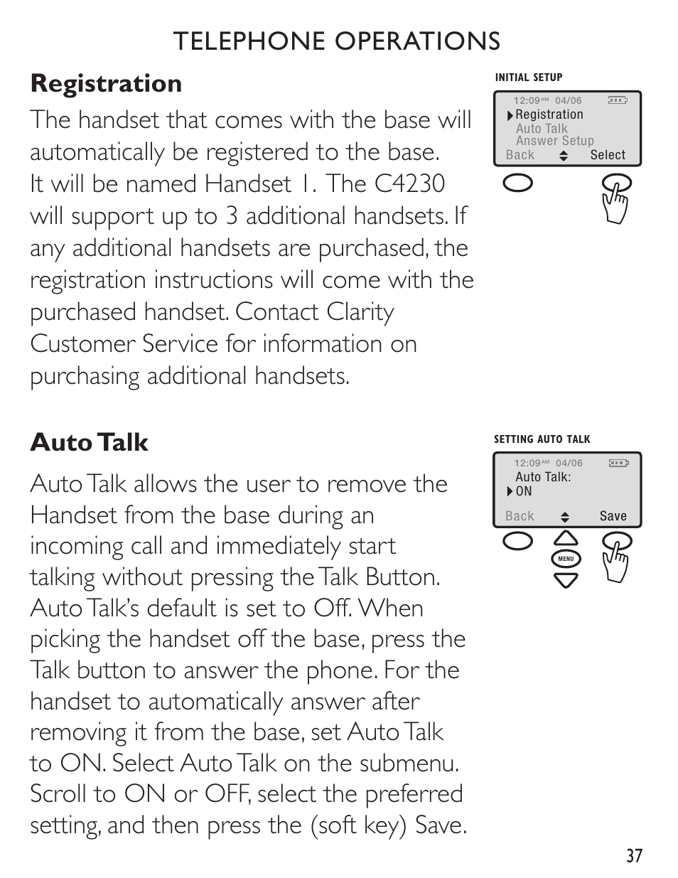 Clarity C4230 User Manual | Page 37 / 65