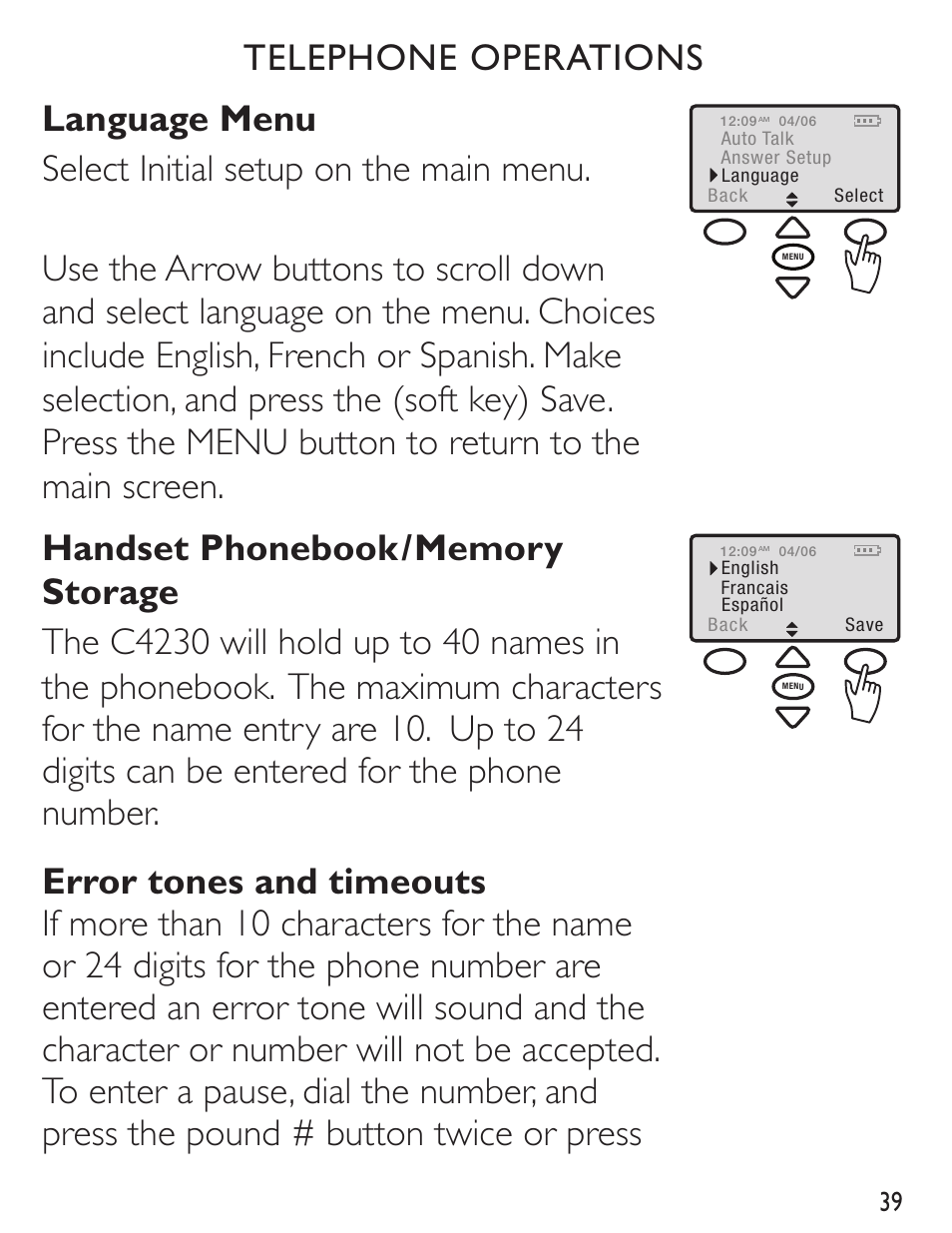 Clarity C4230 User Manual | Page 39 / 65