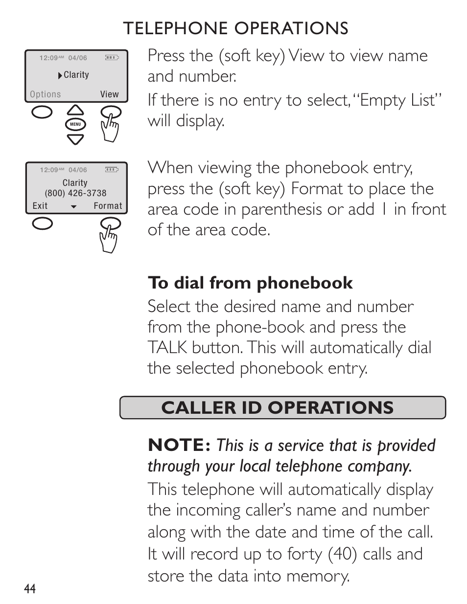 Clarity C4230 User Manual | Page 44 / 65