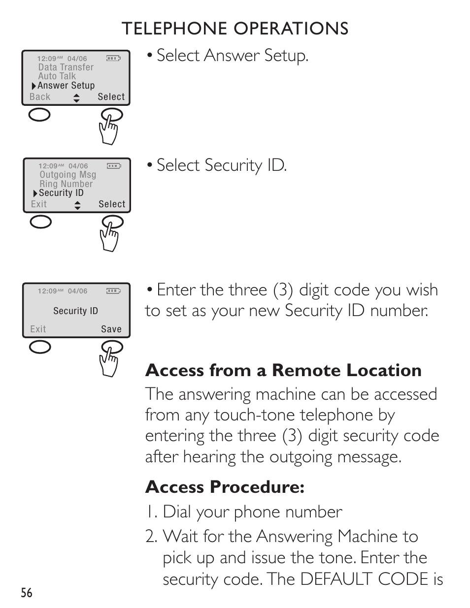 Telephone operations | Clarity C4230 User Manual | Page 56 / 65