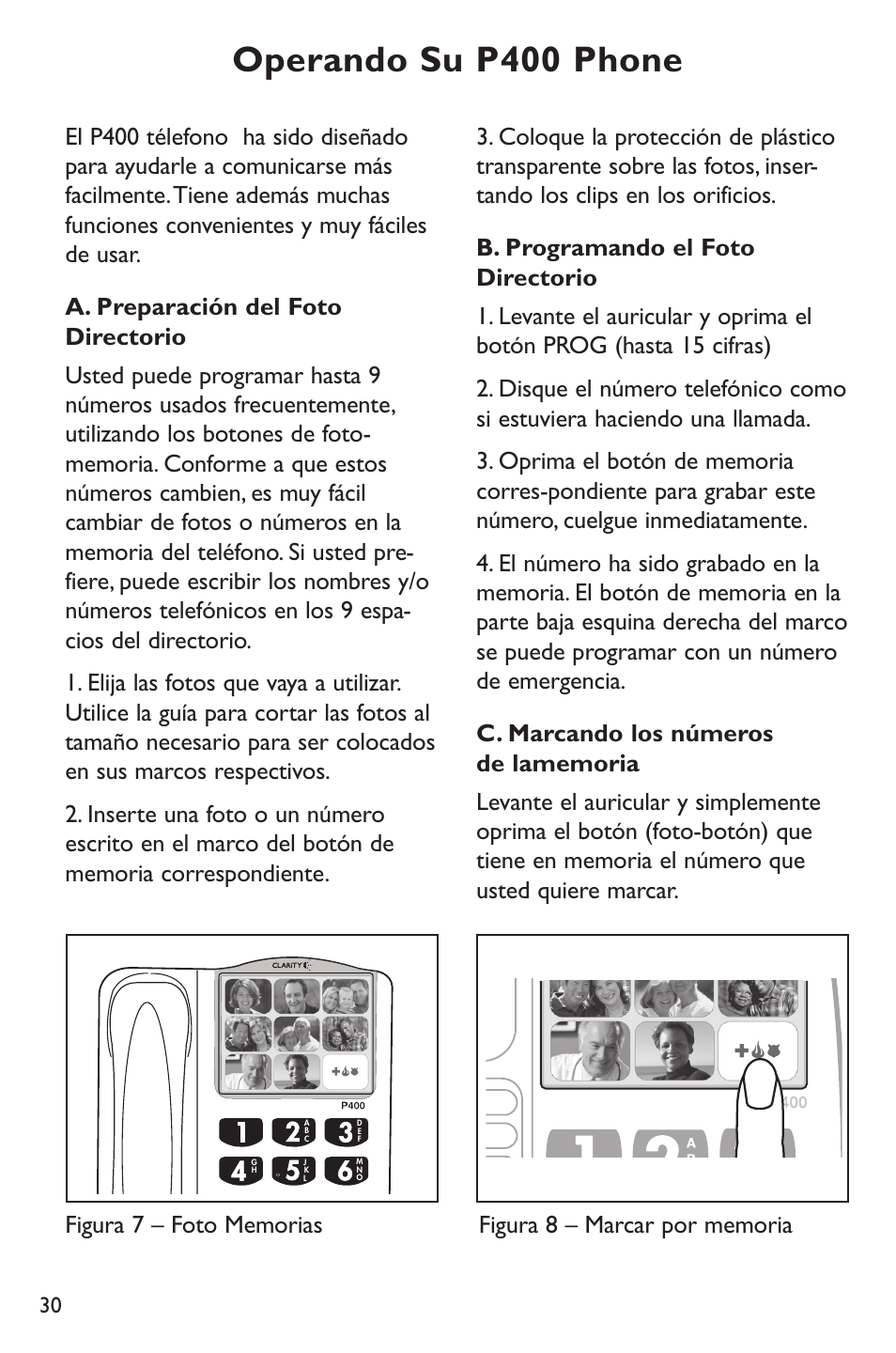 Operando su p400 phone | Clarity POWER P400 User Manual | Page 30 / 64