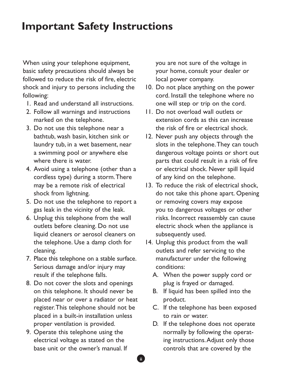 Important safety instructions | Clarity CLS 45i User Manual | Page 2 / 108