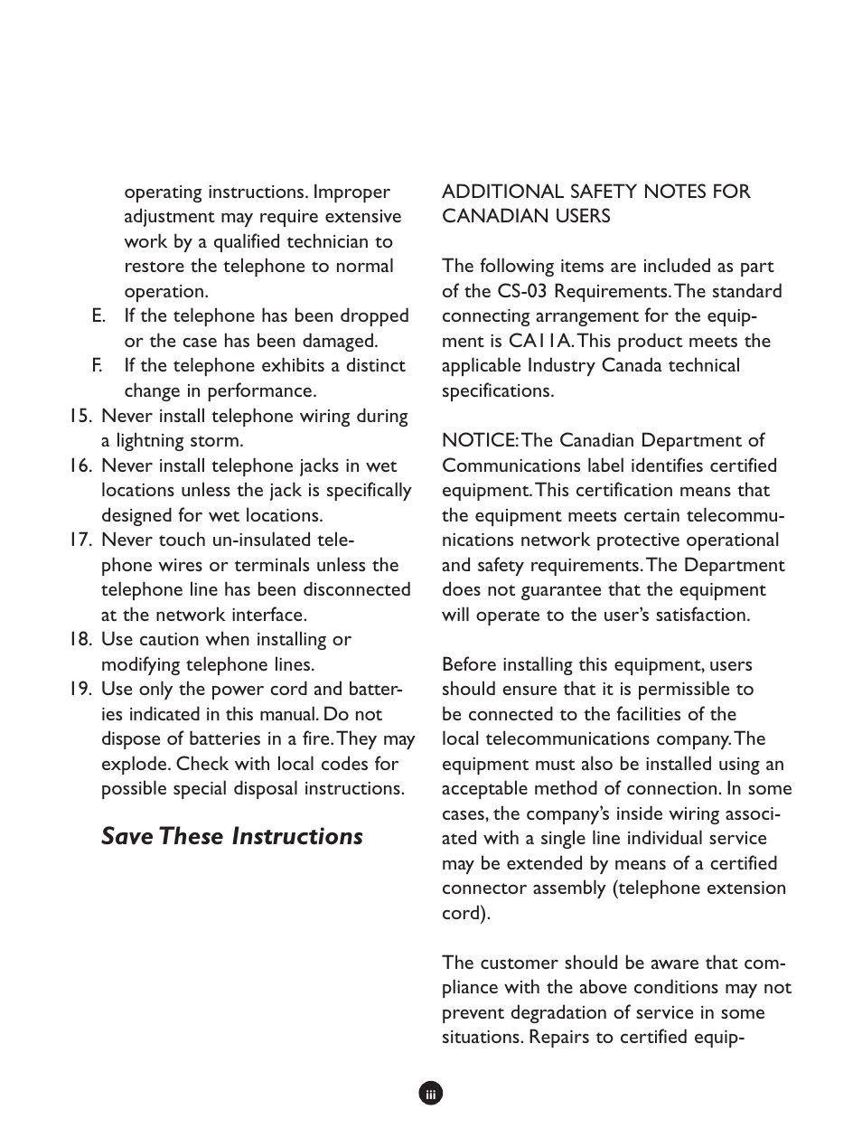 Save these instructions | Clarity CLS 45i User Manual | Page 3 / 108