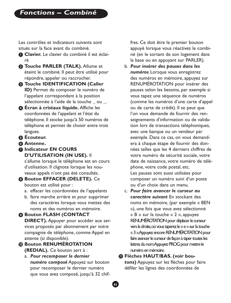 Fonctions – combiné | Clarity CLS 45i User Manual | Page 45 / 108