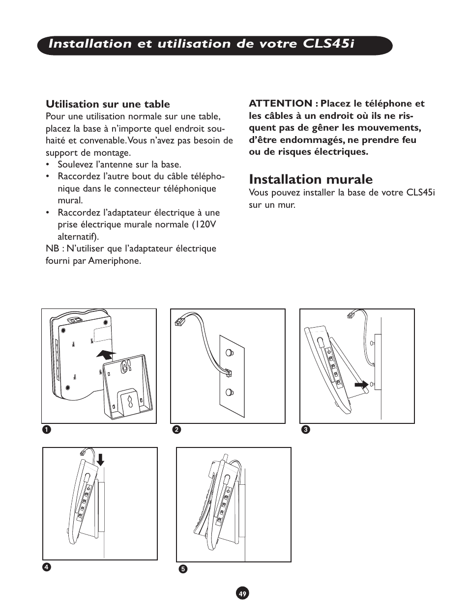 Installation murale, Installation et utilisation de votre cls45i | Clarity CLS 45i User Manual | Page 53 / 108