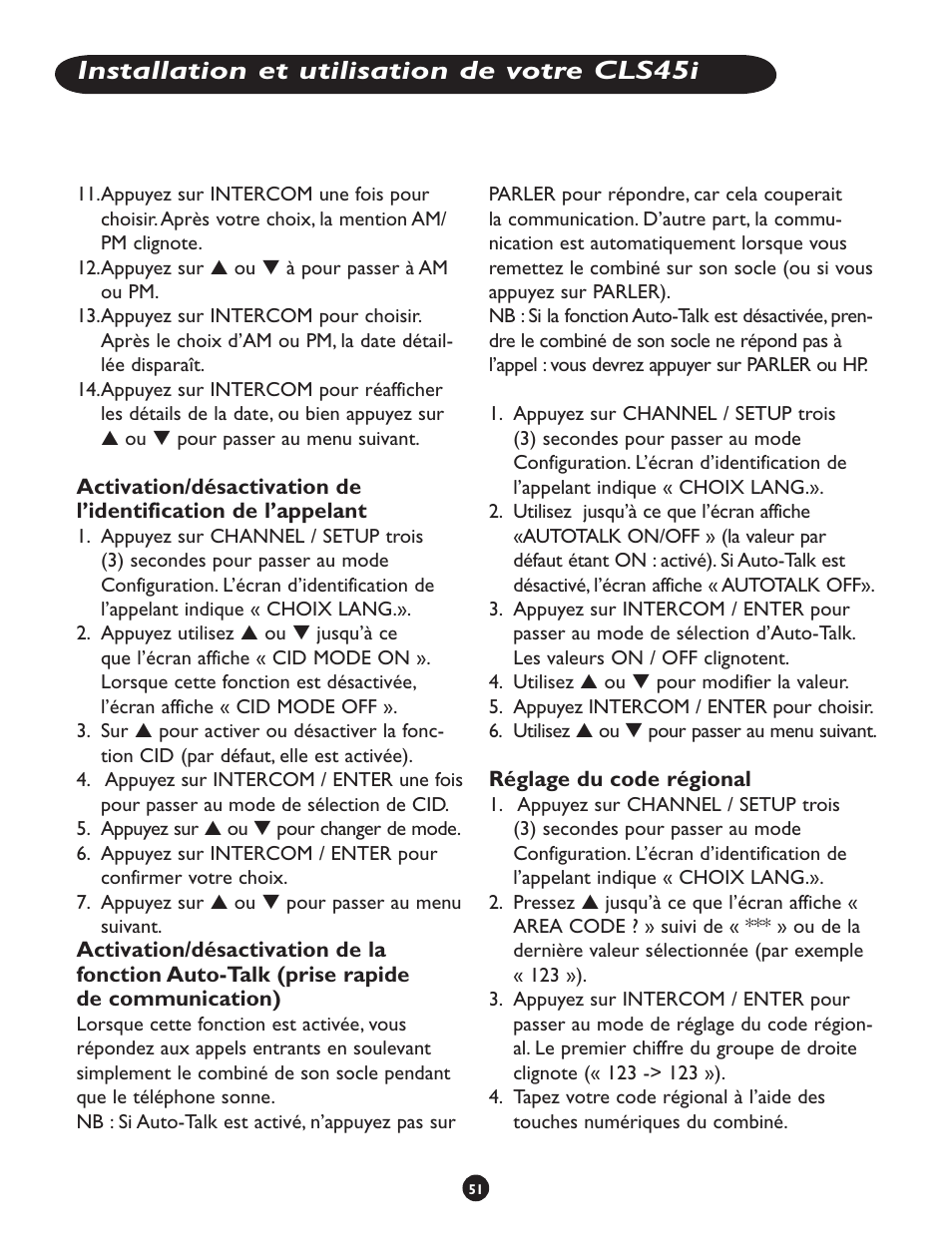 Installation et utilisation de votre cls45i | Clarity CLS 45i User Manual | Page 55 / 108