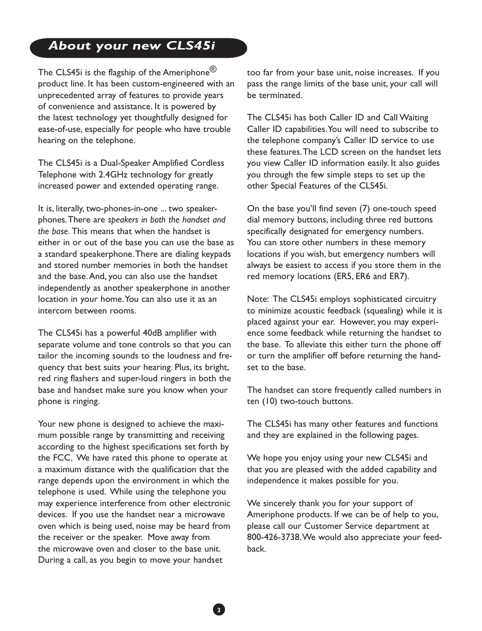 About your new cls45i | Clarity CLS 45i User Manual | Page 7 / 108