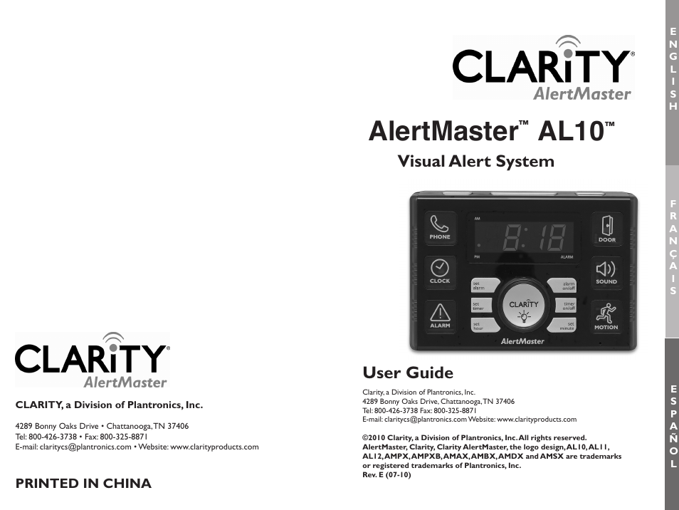 Clarity ALERTMASTER AL10 User Manual | 45 pages