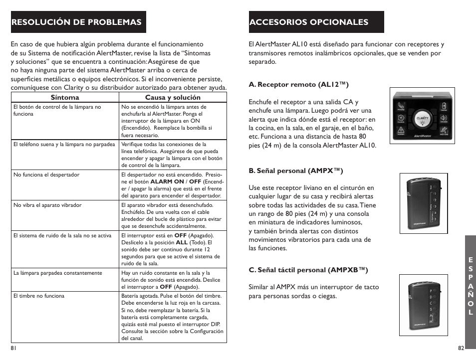 Clarity ALERTMASTER AL10 User Manual | Page 42 / 45