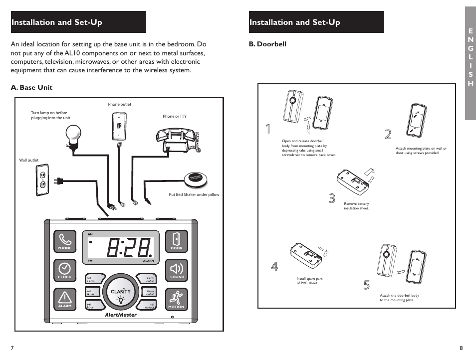 Installation and set-up | Clarity ALERTMASTER AL10 User Manual | Page 5 / 45