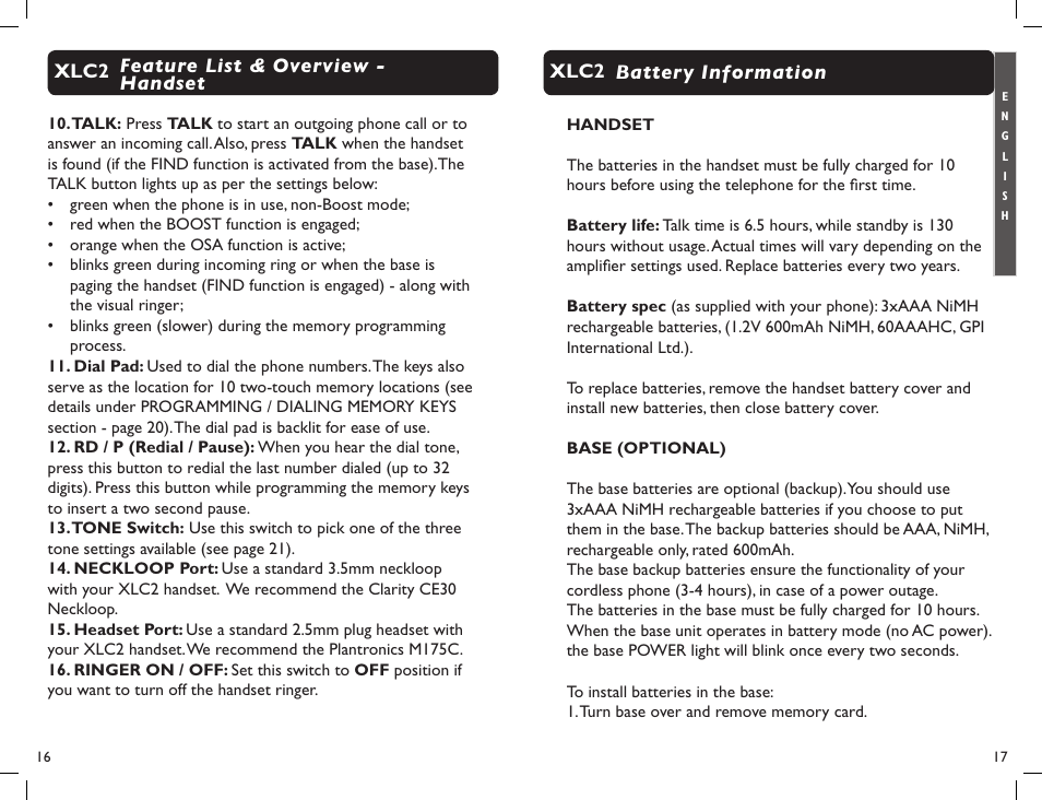 Clarity Professional XLC2 User Manual | Page 10 / 61