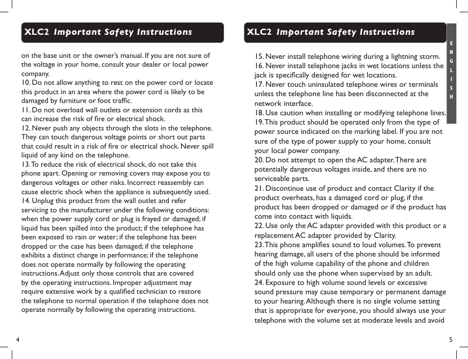 Clarity Professional XLC2 User Manual | Page 4 / 61