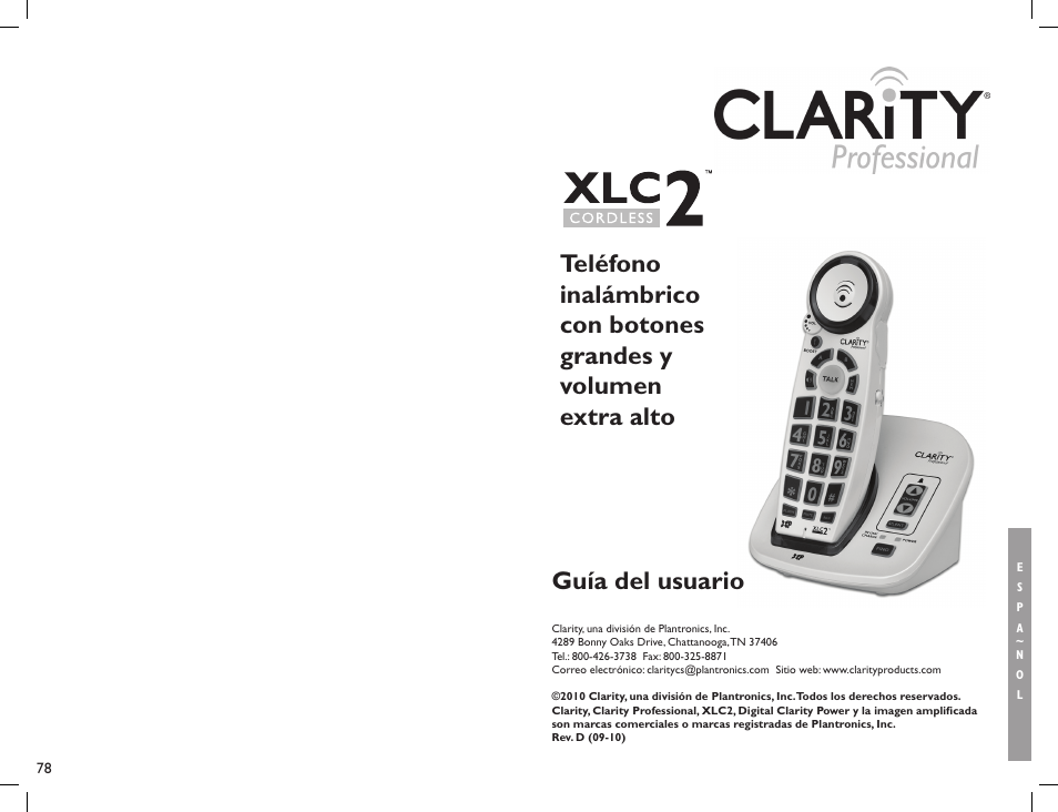 Guía del usuario | Clarity Professional XLC2 User Manual | Page 41 / 61